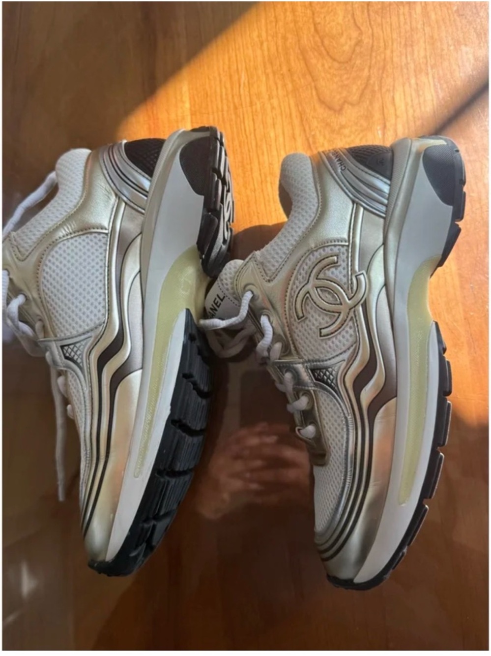 CHANEL Men’s Silver and White Runner Sneakers - Picture 3 of 10